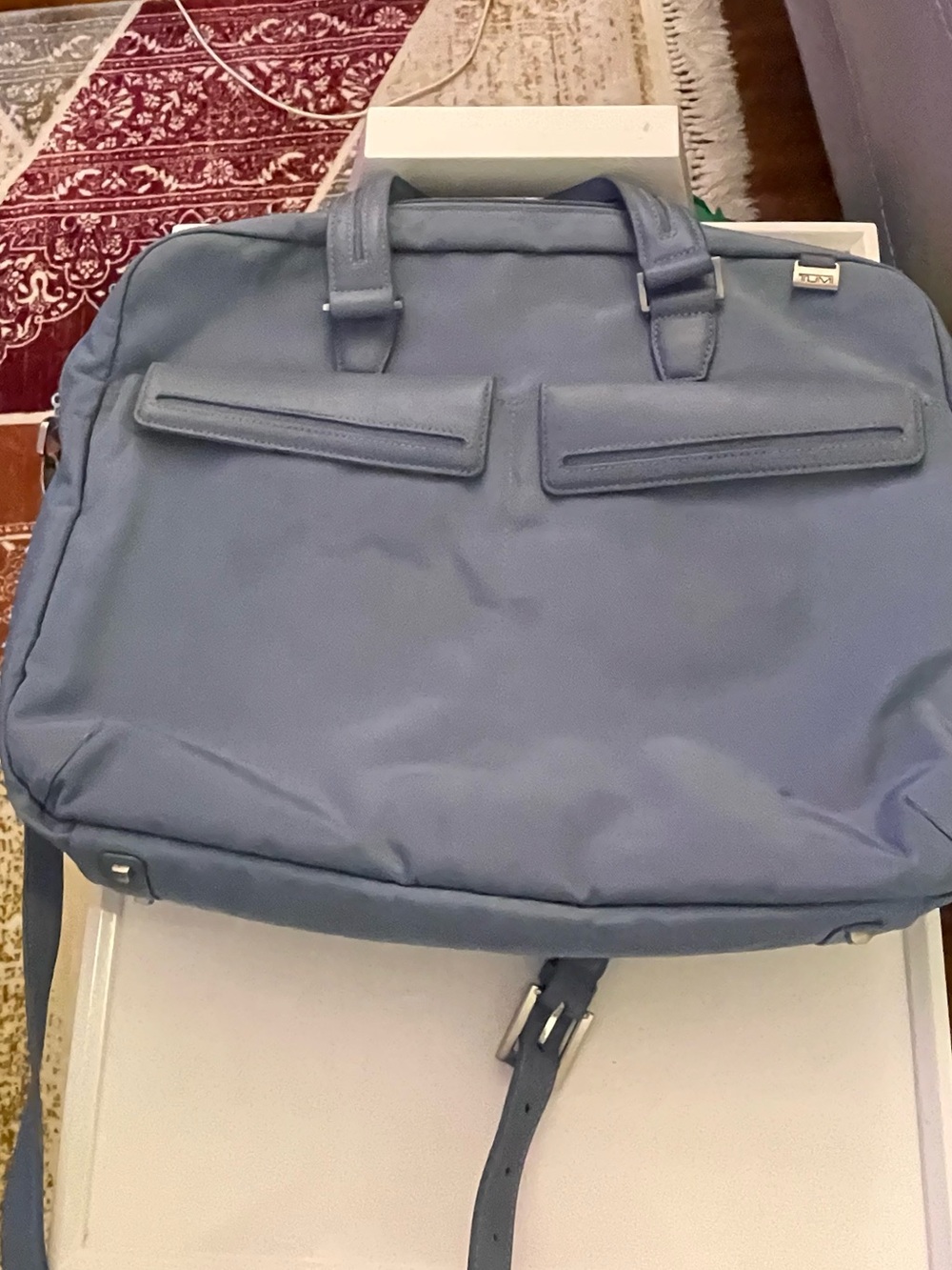 Tumi Slate Blue Nylon Laptop Briefcase